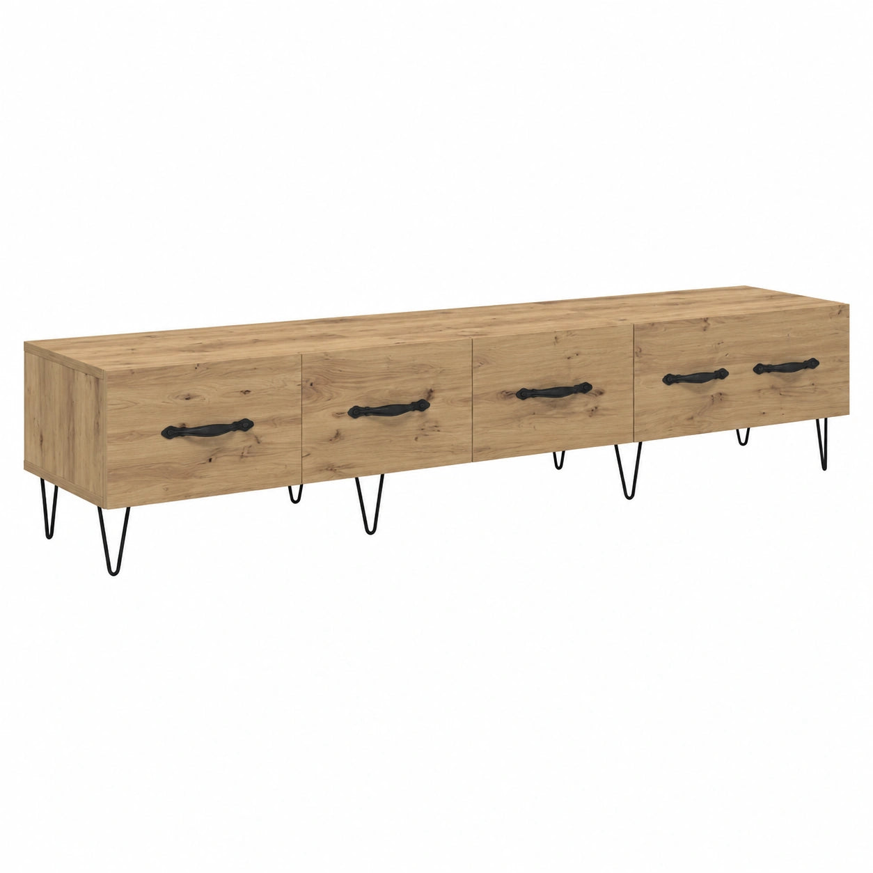 Meuble TV, avec tiroirs, en chêne, 150 x 36 x 30 cm, pour le salon