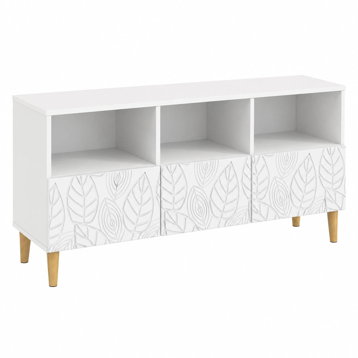 Meuble TV, avec rangement, coloris blanc, 102 x 34,5 x 50 cm, pour le salon