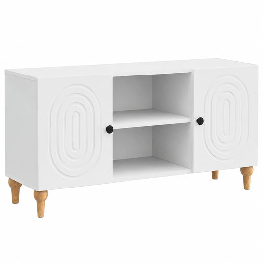 Meuble TV, pivotant, avec rangement, avec étagères, coloris blanc, 102 x 34,5 x 50 cm, pour le salon