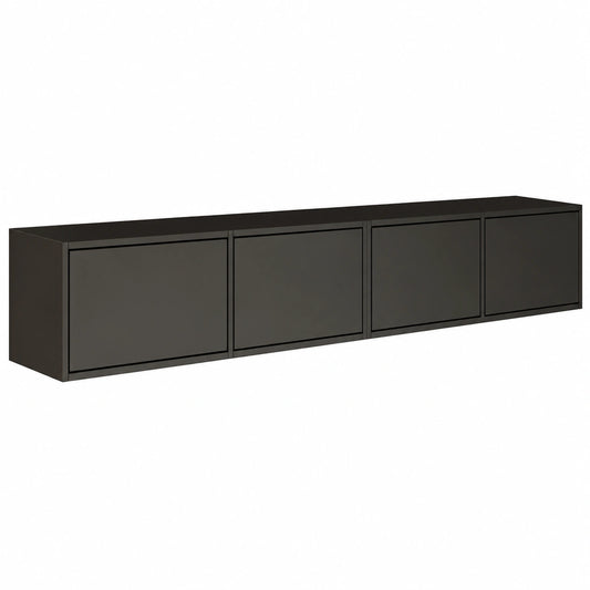 Meuble TV, avec portes, coloris noir, pour le salon