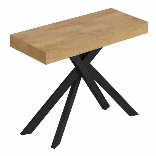 Table console, en chêne, extensible, coloris anthracite, pour l’entrée ou le salon