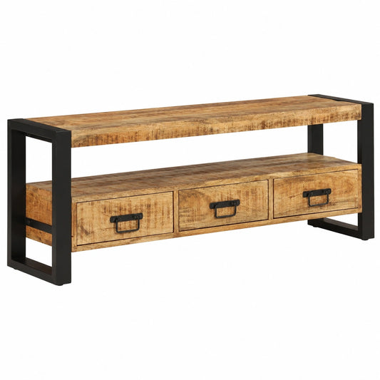 Meuble TV, avec rangement, avec tiroirs, en bois massif, 120 x 30 x 45 cm, pour le salon