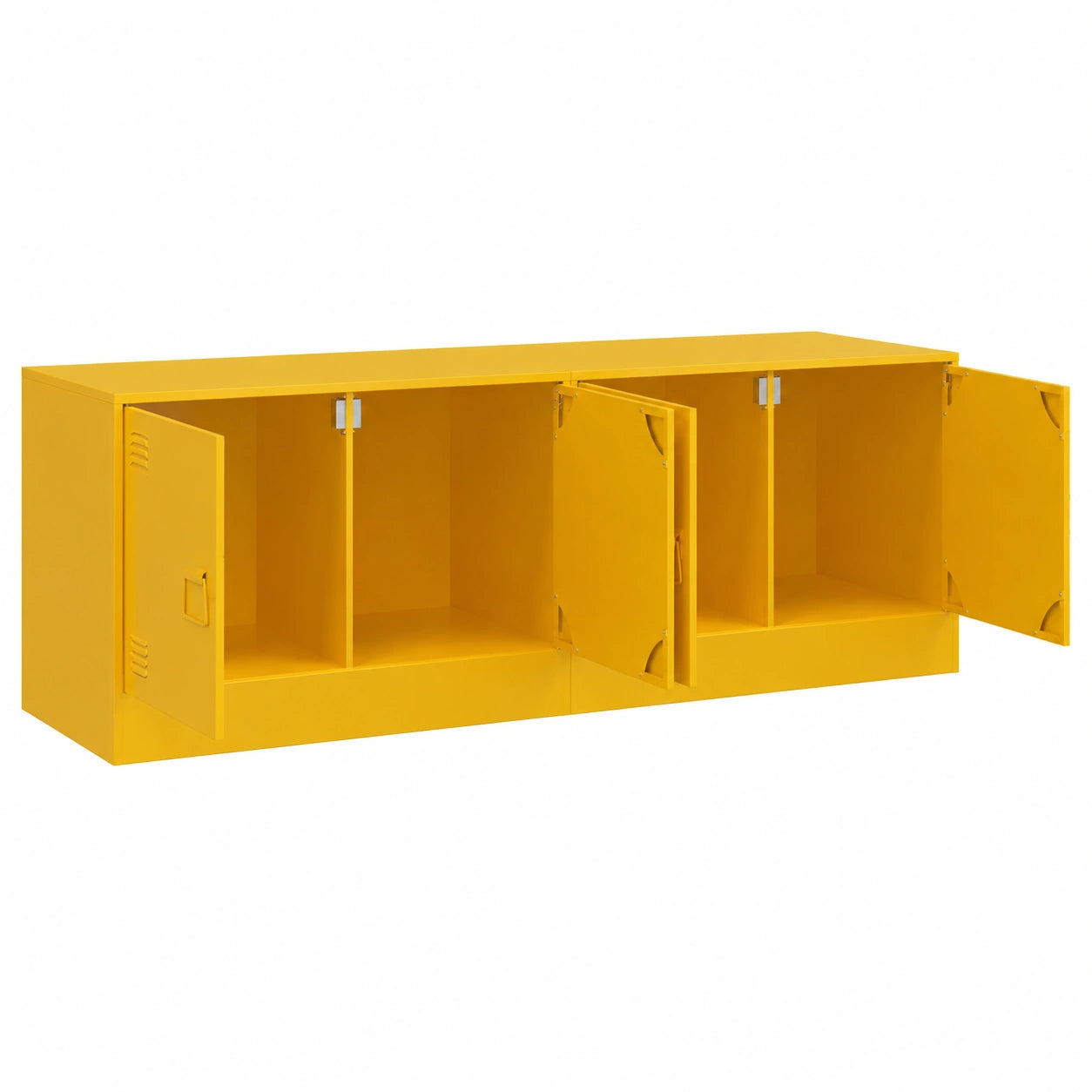 Meuble TV, 2 pièces, avec rangement, avec portes, en acier, coloris jaune, 67 x 39 x 44 cm, pour le salon