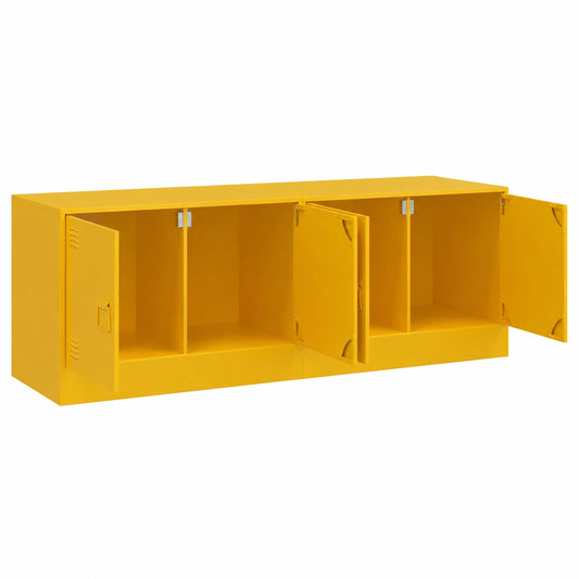 Meuble TV, 2 pièces, avec rangement, avec portes, en acier, coloris jaune, 67 x 39 x 44 cm, pour le salon