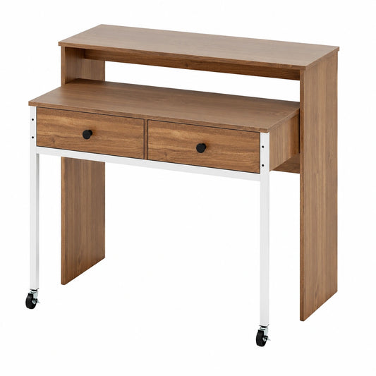 Coiffeuse, extensible, avec rangement, avec tiroirs, coloris naturel, pour la chambre