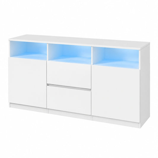 Meuble TV, 147 x 40 x 76 cm, coloris blanc, pour le salon