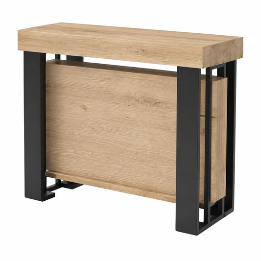 Table, extensible, en chêne et acier, coloris noir, pour les espaces de vie