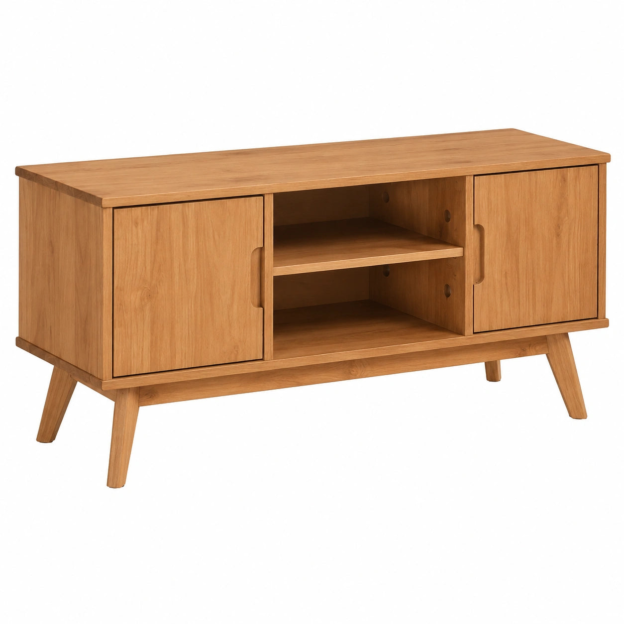 Meuble TV, avec portes, en bois massif, pour le salon